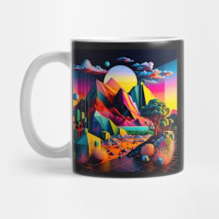 Sunsetting 3 (Synthwave Geometric Landscape) Mug